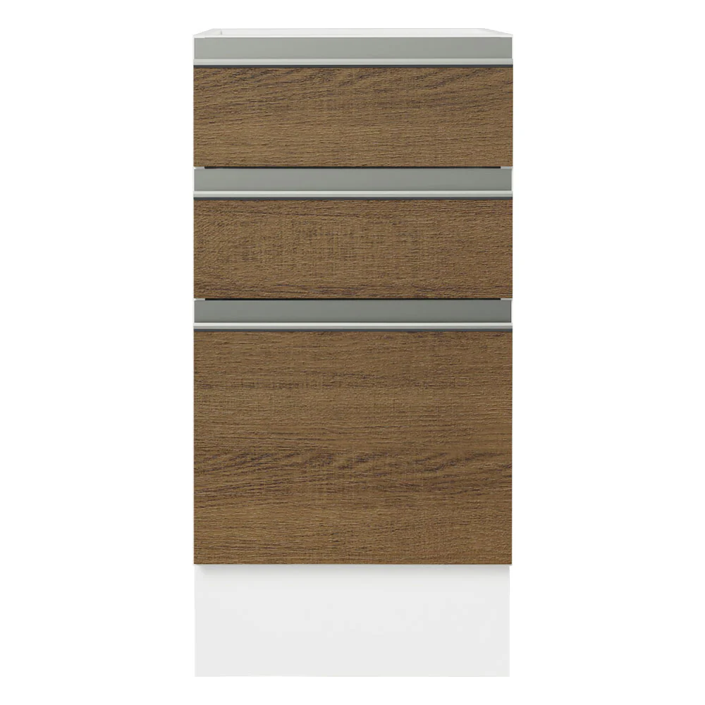 Balcão Cozinha 40 x 60 cm 3 Gavetas (Sem Tampo) Branco/Rustic Glamy Madesa - Image 5