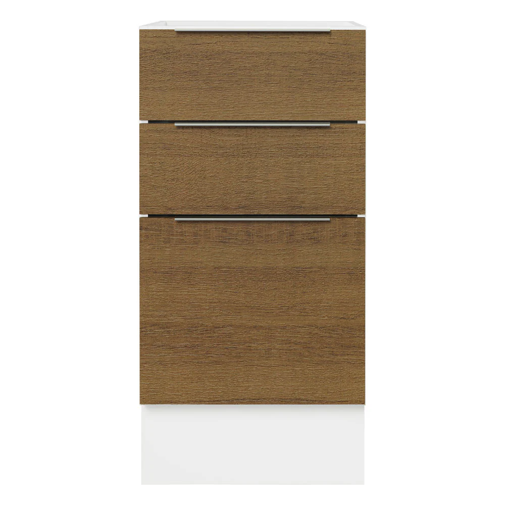 Balcão Cozinha 40 x 60 cm 3 Gavetas (Sem Tampo) Branco/Rustic Stella Madesa - Image 5