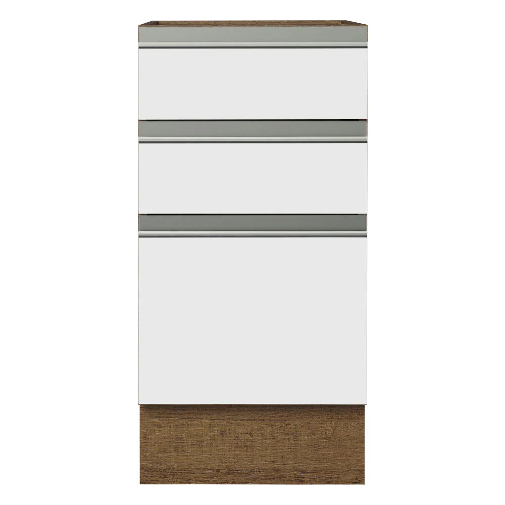 Balcão Cozinha 40 x 60 cm 3 Gavetas (Sem Tampo) Rustic/Branco Glamy Madesa - Image 5