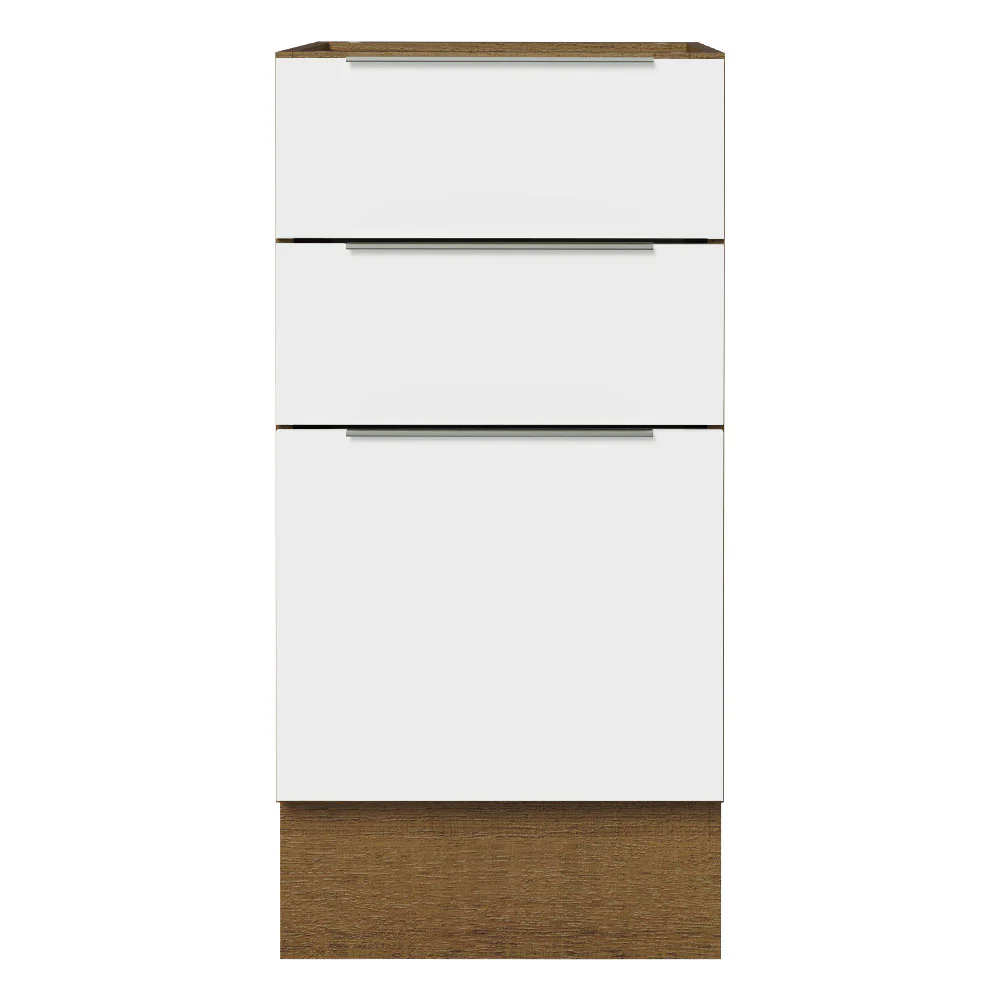 Balcão Cozinha 40 x 60 cm 3 Gavetas (Sem Tampo) Rustic/Branco Stella Madesa - Image 5