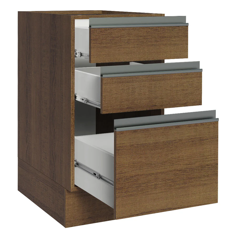 Balcão Cozinha 40 x 60 cm 3 Gavetas (Sem Tampo) Rustic Glamy Madesa - Image 3