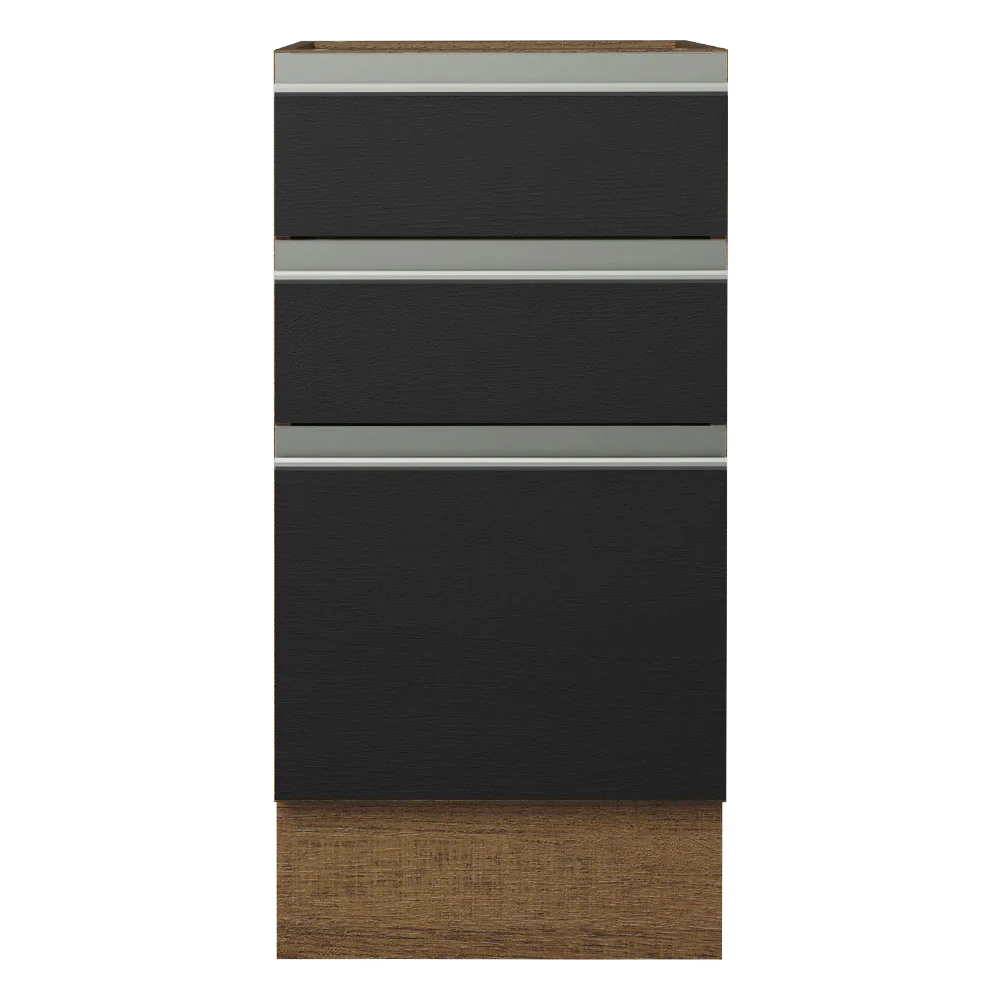 Balcão Cozinha 40 x 60 cm 3 Gavetas (Sem Tampo) Rustic/Preto Glamy Madesa - Image 5