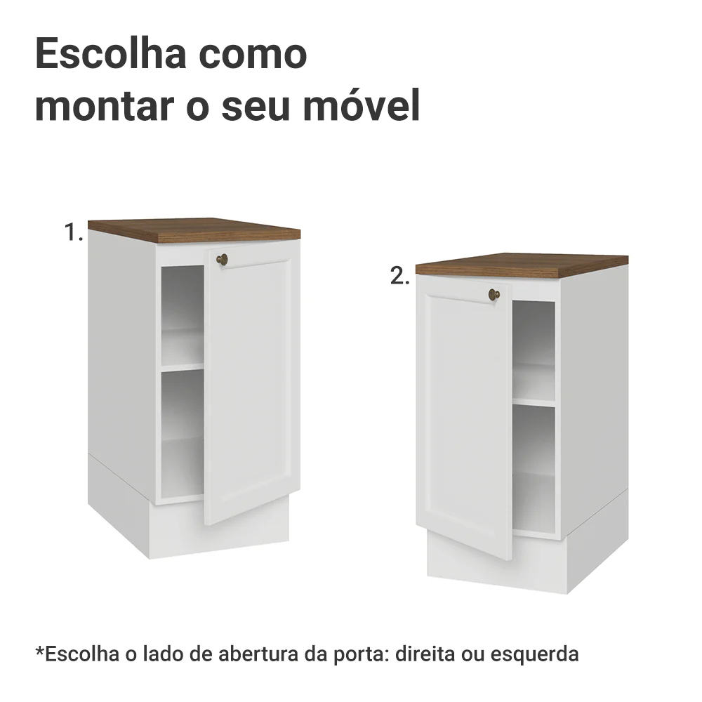 Balcão de Cozinha 40 x 60 cm 1 Porta (Com Tampo) Branco/Rustic Vik Madesa - Image 4