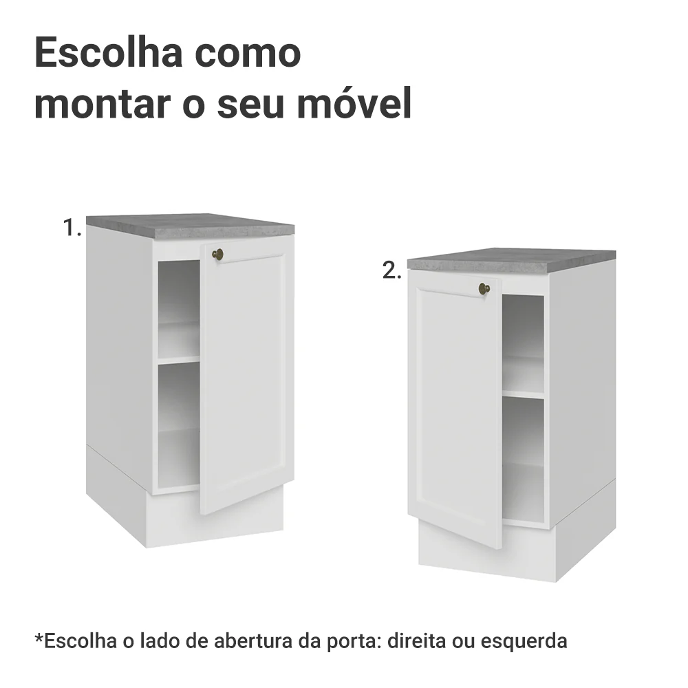 Balcão de Cozinha 40 x 60 cm 1 Porta (Com Tampo) Branco Vik Madesa - Image 4