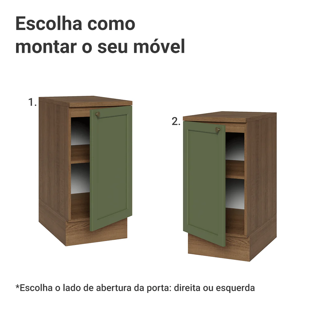 Balcão de Cozinha 40 x 60 cm 1 Porta (Com Tampo) Rustic/Verde Vik Madesa - Image 4