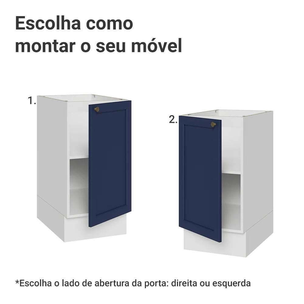 Balcão de Cozinha 40 x 60 cm 1 Porta (Sem Tampo) Branco/Azul Vik Madesa - Image 4