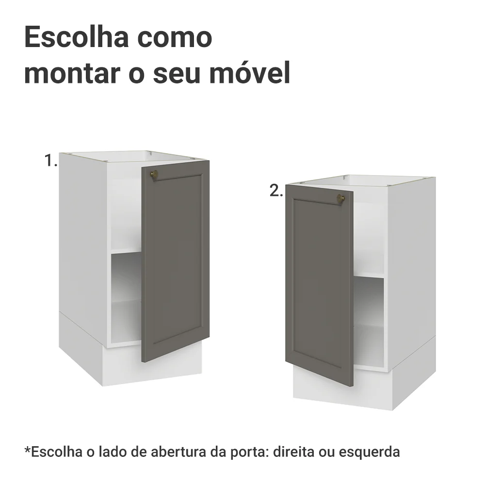 Balcão de Cozinha 40 x 60 cm 1 Porta (Sem Tampo) Branco/Cinza Vik Madesa - Image 4