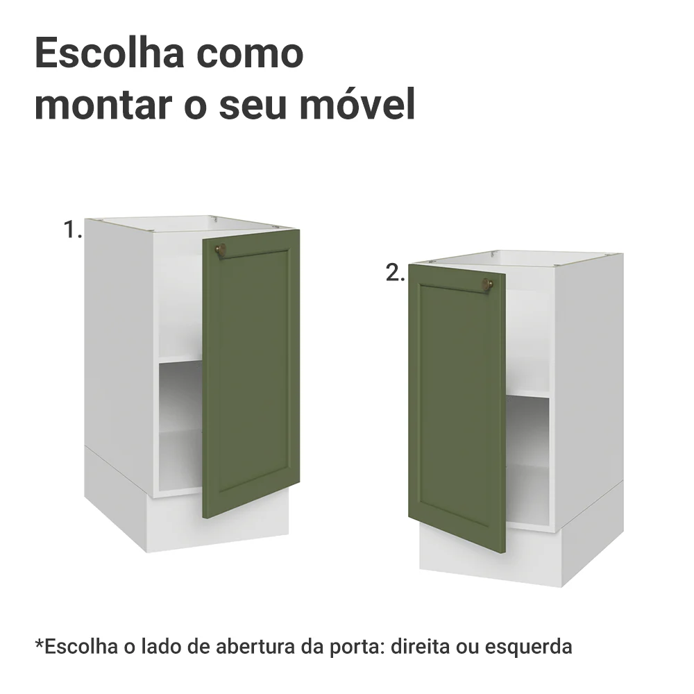 Balcão de Cozinha 40 x 60 cm 1 Porta (Sem Tampo) Branco/Verde Vik Madesa - Image 4