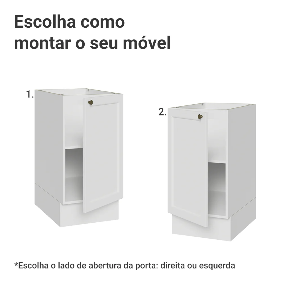 Balcão de Cozinha 40 x 60 cm 1 Porta (Sem Tampo) Branco Vik Madesa - Image 4