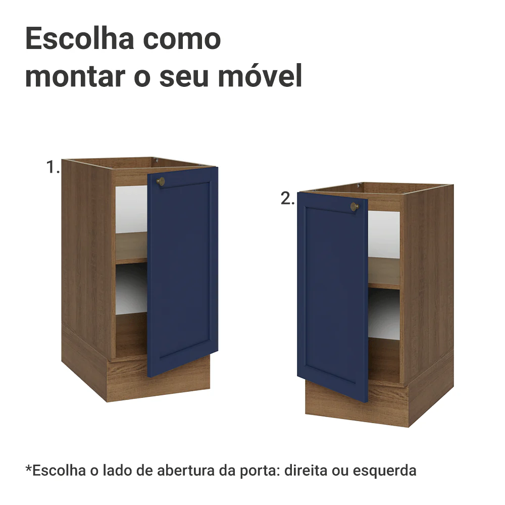 Balcão de Cozinha 40 x 60 cm 1 Porta (Sem Tampo) Rustic/Azul Vik Madesa - Image 4