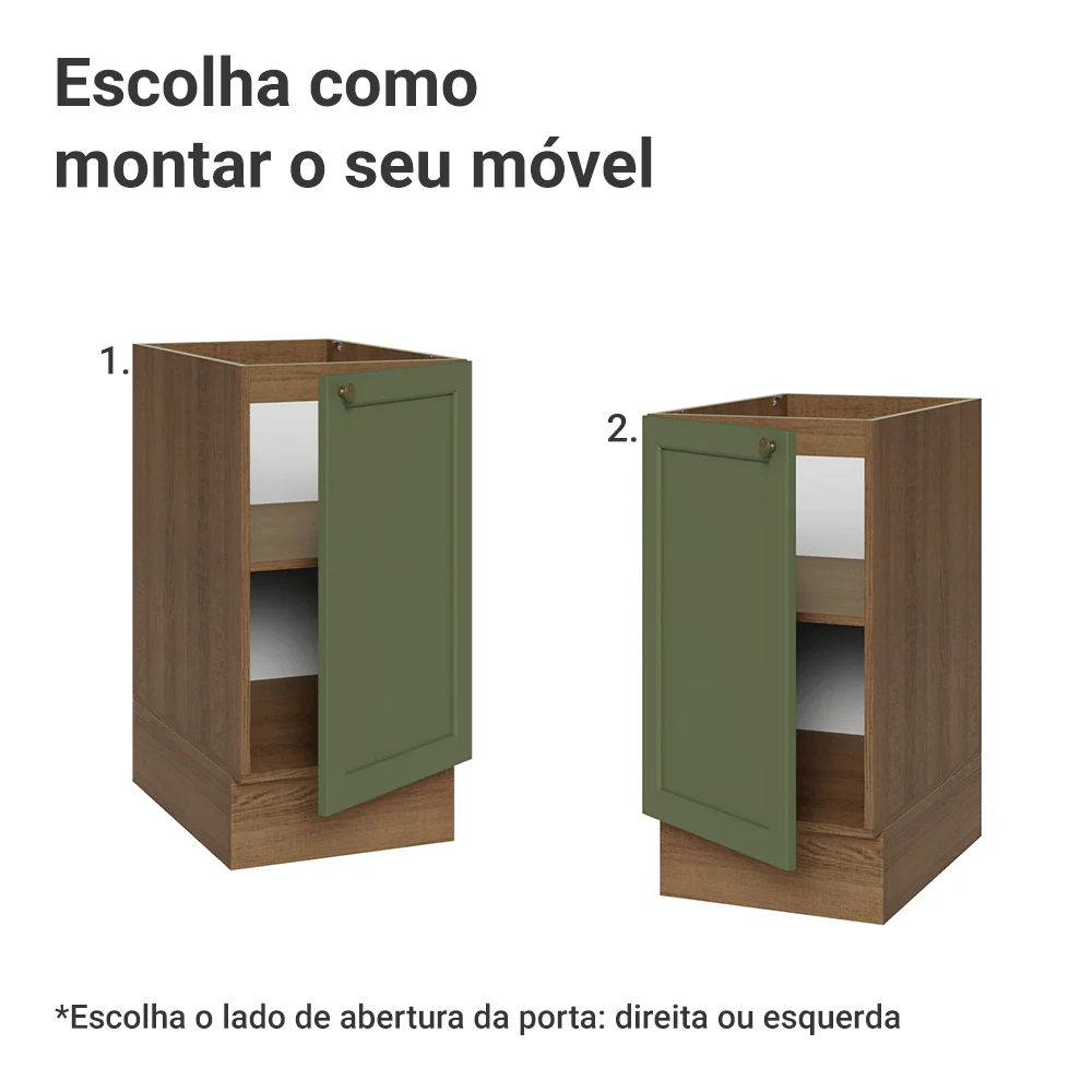 Balcão de Cozinha 40 x 60 cm 1 Porta (Sem Tampo) Rustic/Verde Vik Madesa - Image 4