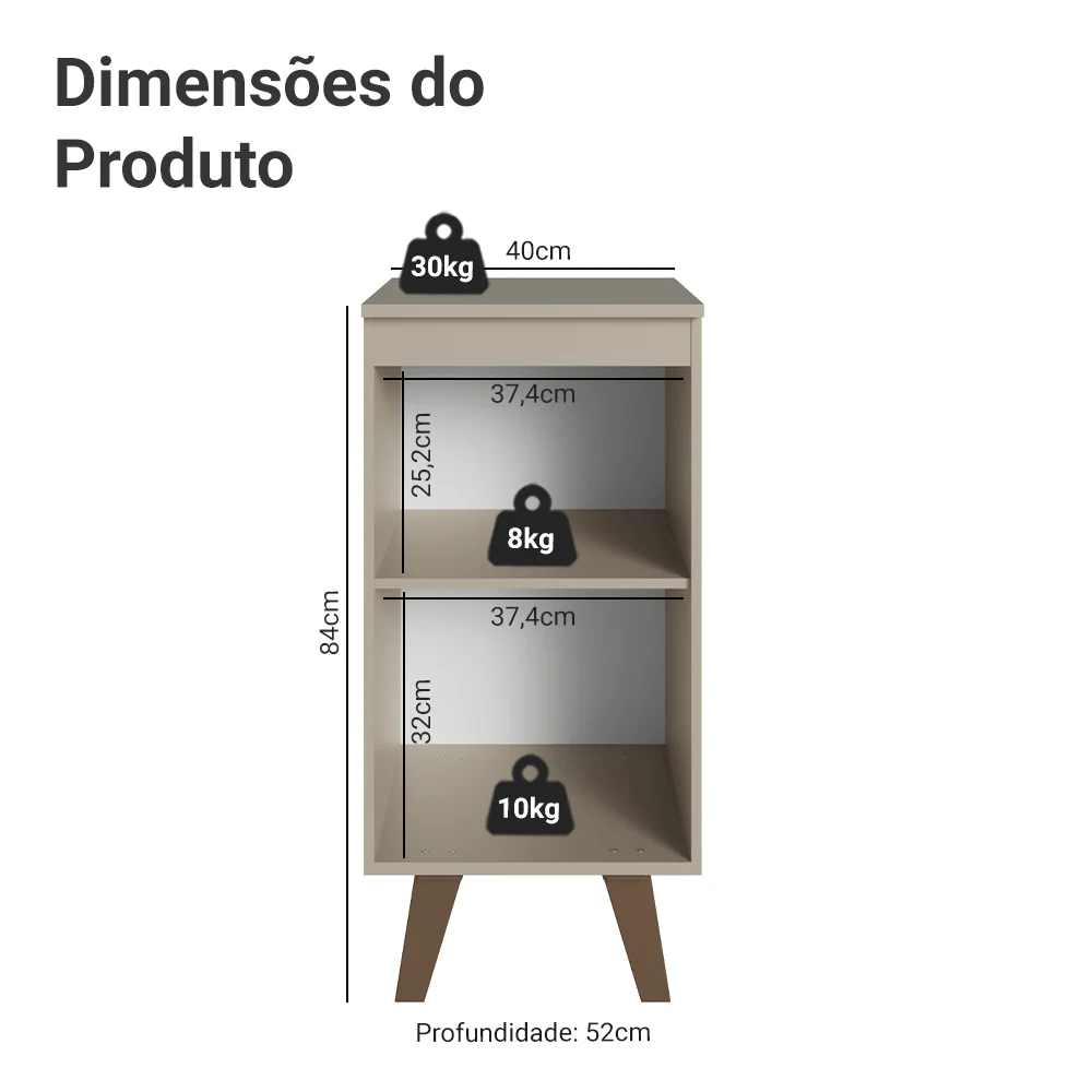 Balcão de Cozinha 40 cm 1 Porta Com Pés Crema Nice Madesa - Image 2