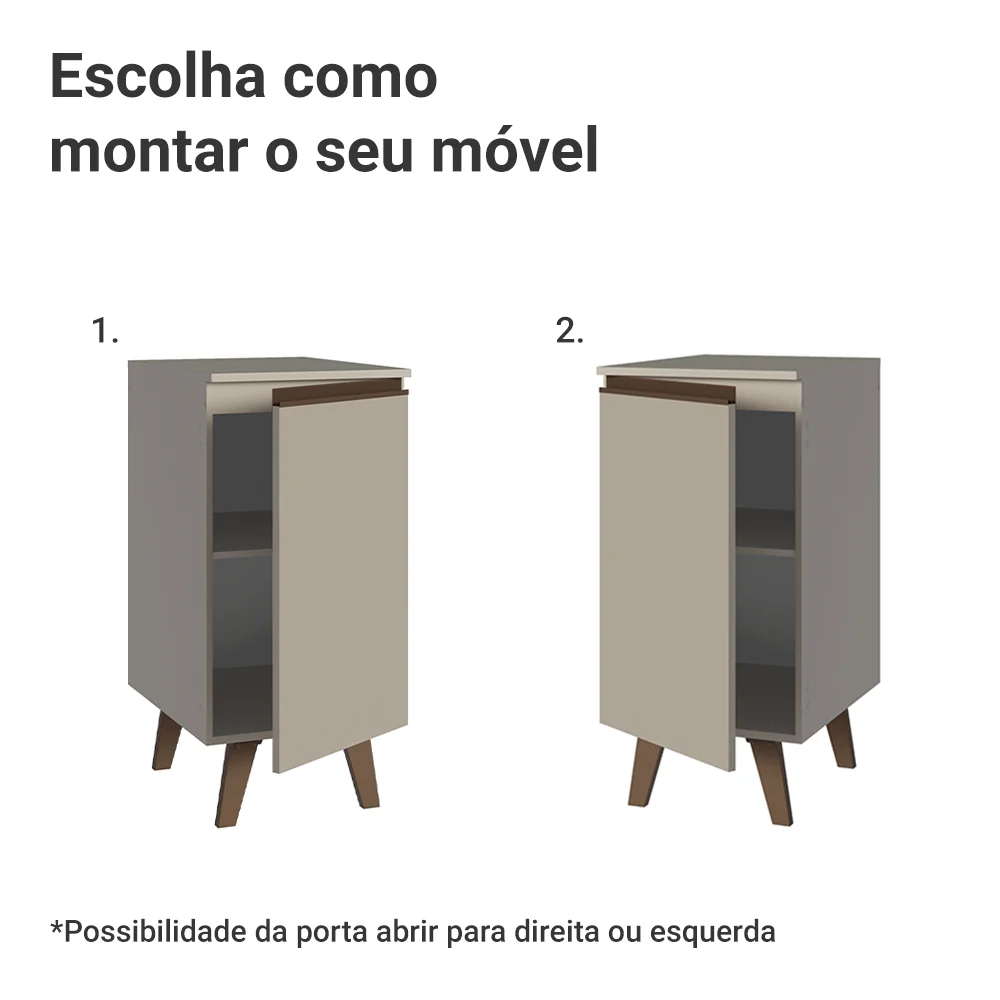 Balcão de Cozinha 40 cm 1 Porta Com Pés Crema Nice Madesa - Image 5