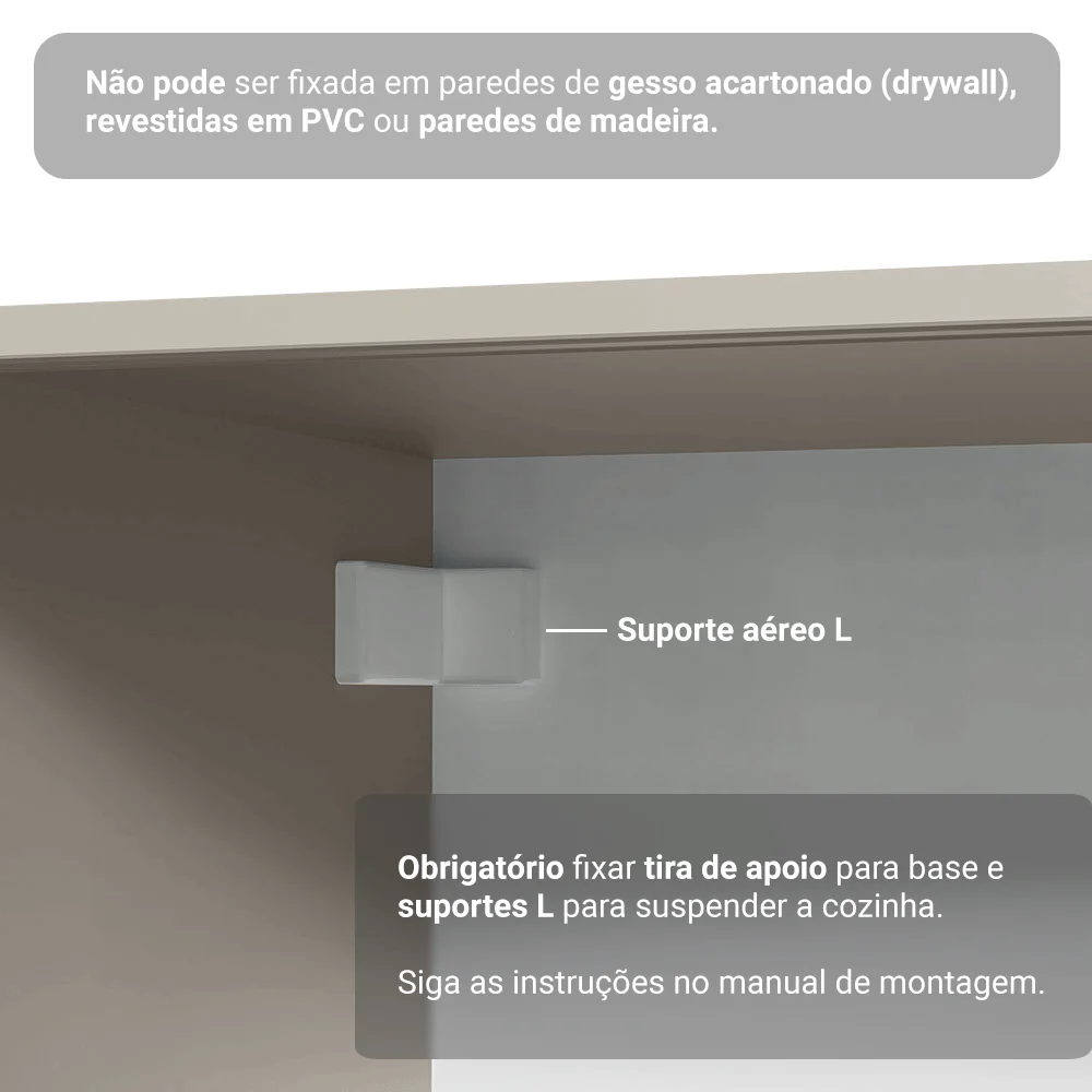 Balcão de Cozinha 40 cm 3 Gavetas Suspenso Crema Nice Madesa - Image 7