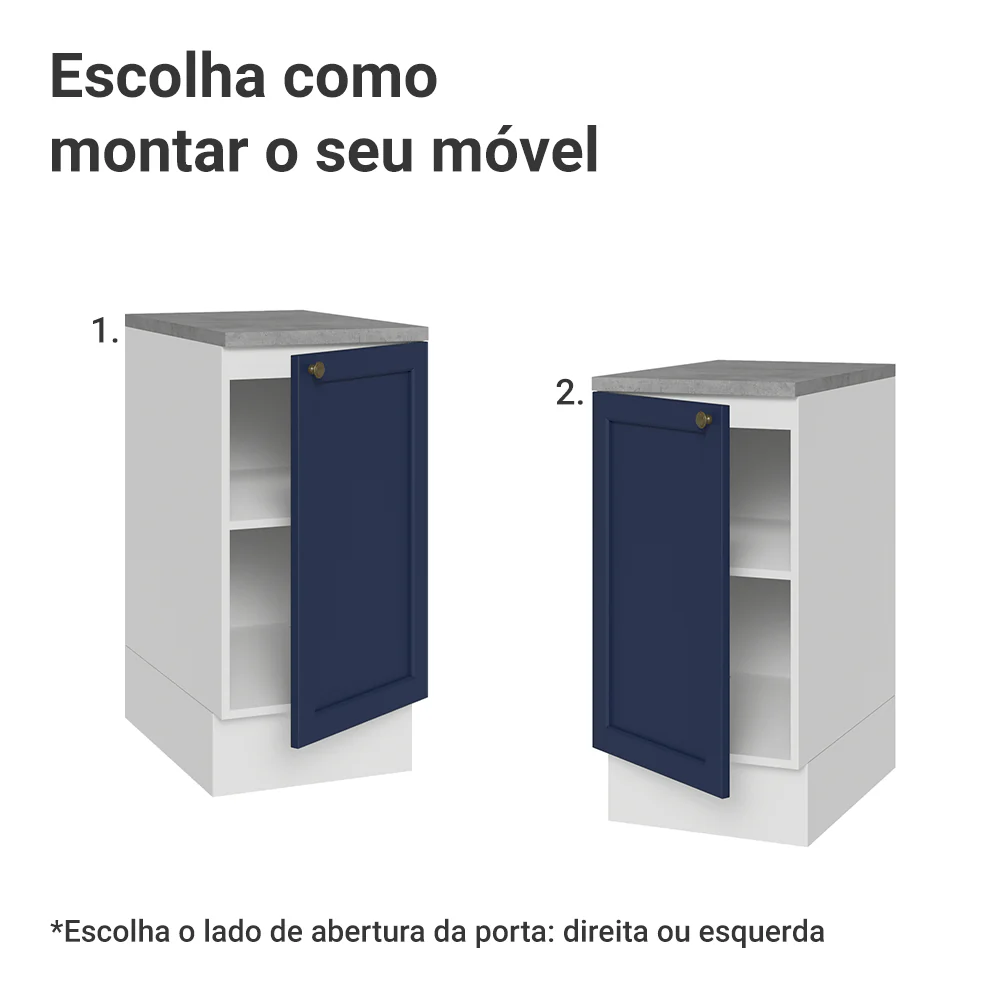 Balcão de Cozinha 40 cm 1 Porta Branco/Azul Vik Madesa - Image 4
