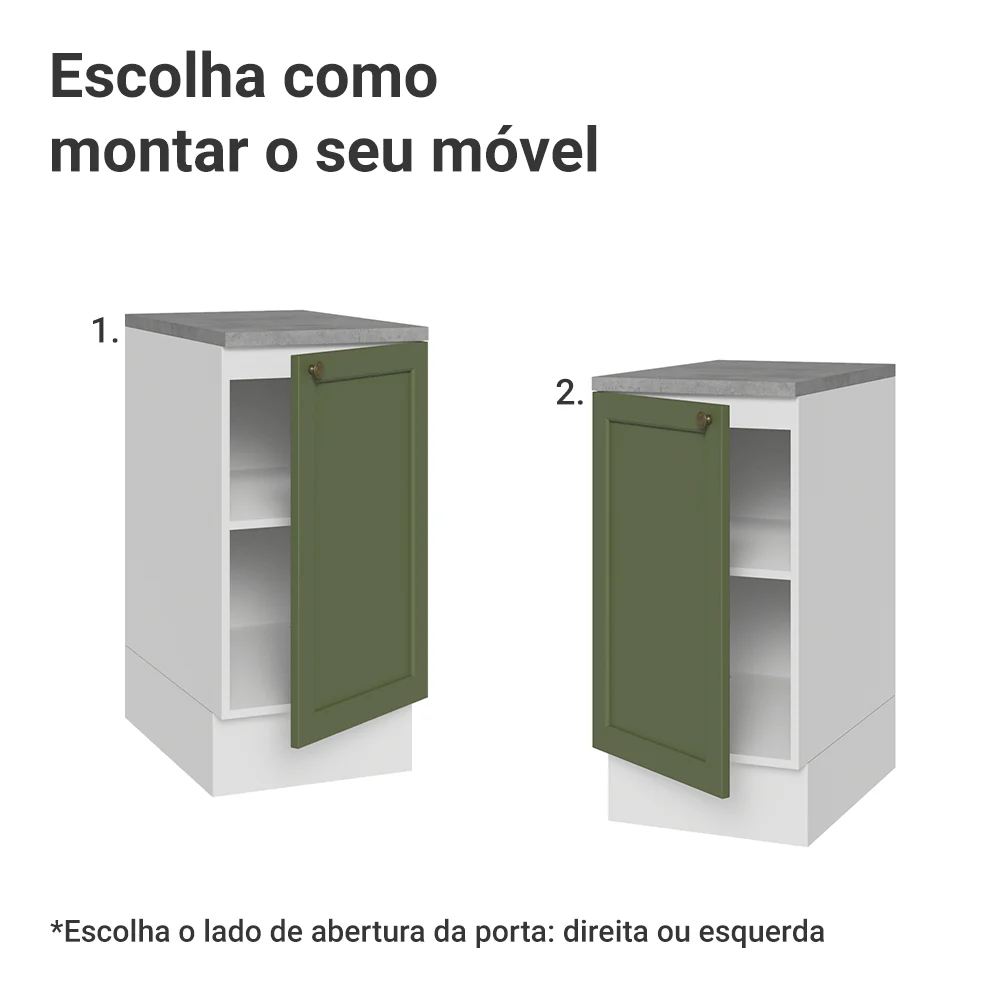 Balcão de Cozinha 40 cm 1 Porta Branco/Verde Vik Madesa - Image 4