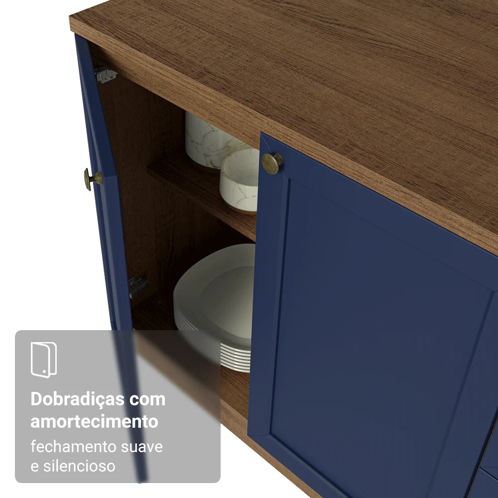 Balcão de Cozinha 40 cm 1 Porta Rustic/Azul Vik Madesa - Image 7