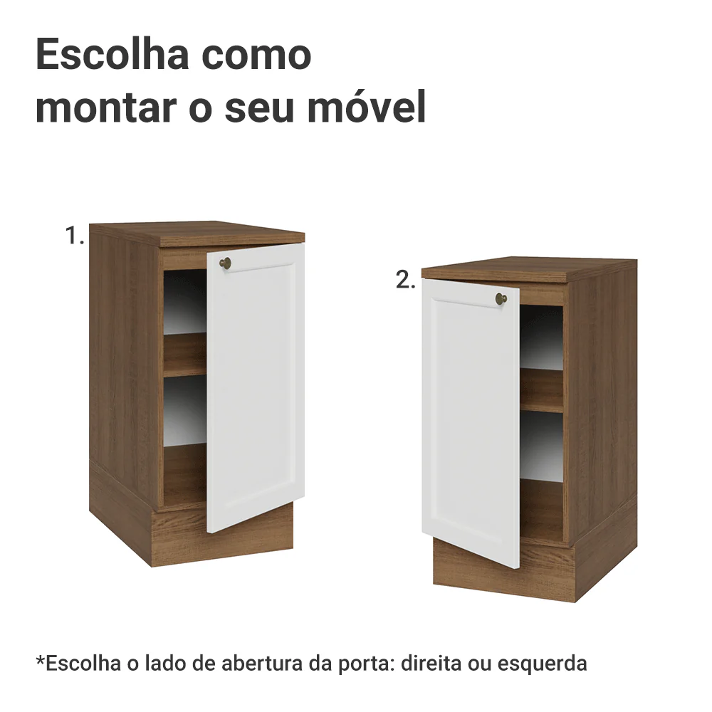 Balcão de Cozinha 40 cm 1 Porta Rustic/Branco Vik Madesa - Image 4