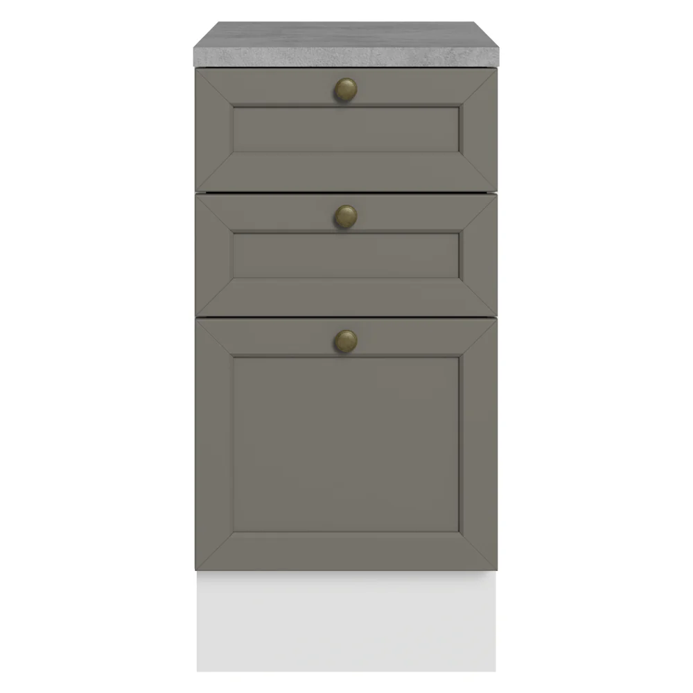Balcão de Cozinha 40 cm 3 Gavetas Branco/Cinza Vik Madesa - Image 4