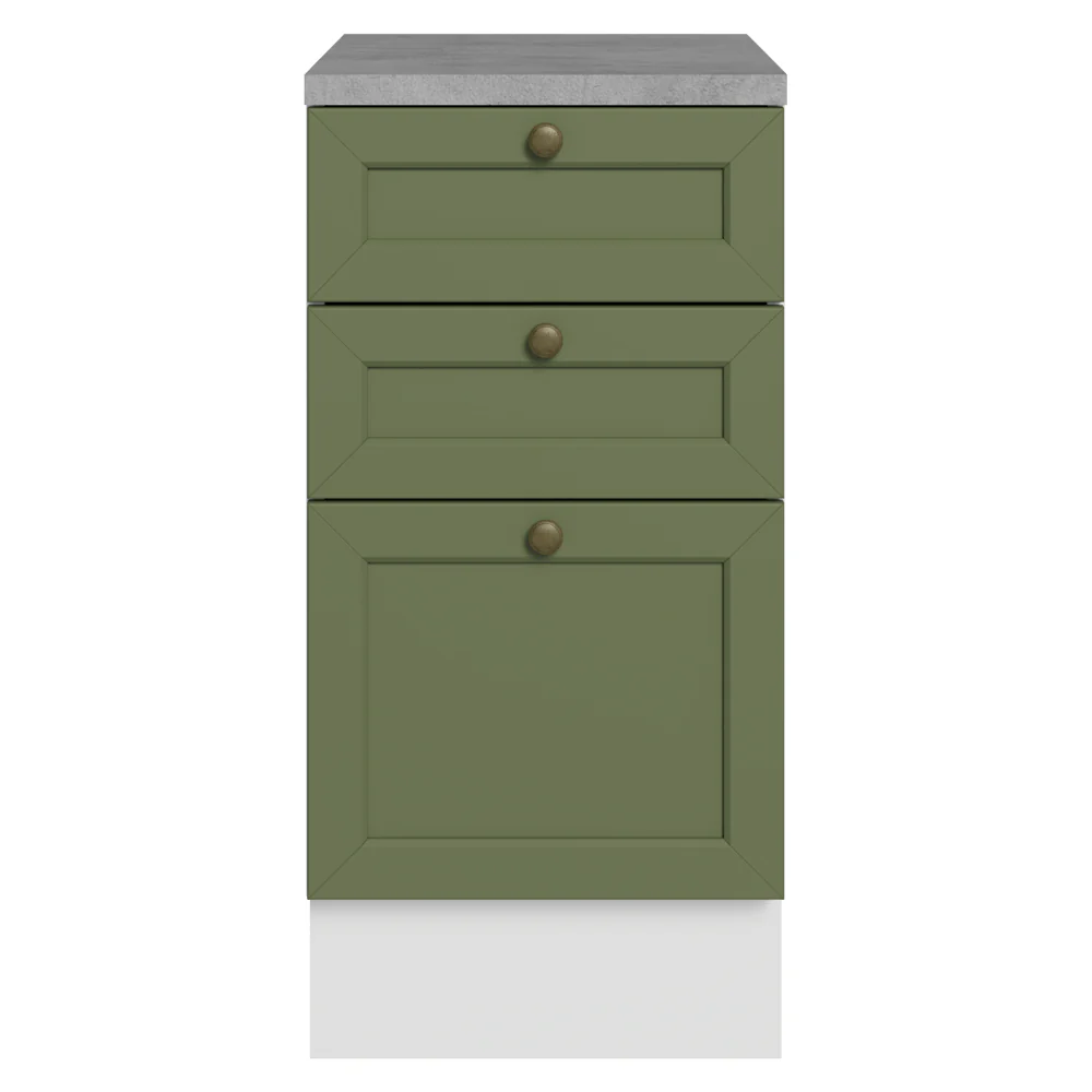 Balcão de Cozinha 40 cm 3 Gavetas Branco/Verde Vik Madesa - Image 4