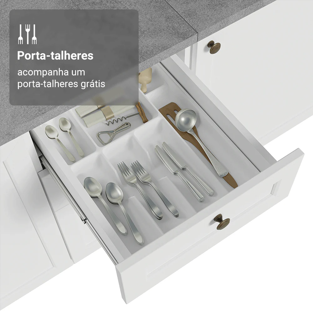 Balcão de Cozinha 40 cm 3 Gavetas Branco Vik Madesa - Image 8