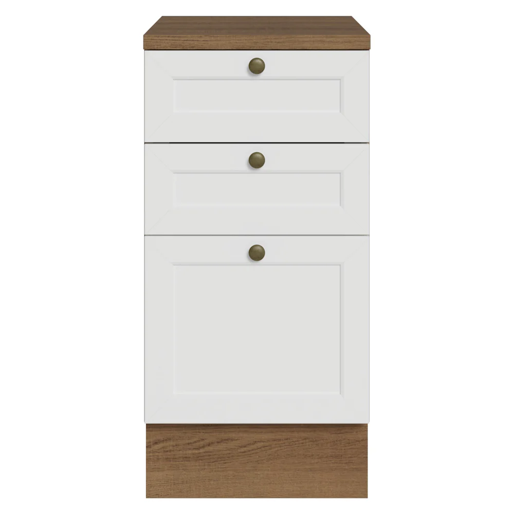 Balcão de Cozinha 40 cm 3 Gavetas Rustic/Branco Vik Madesa - Image 4