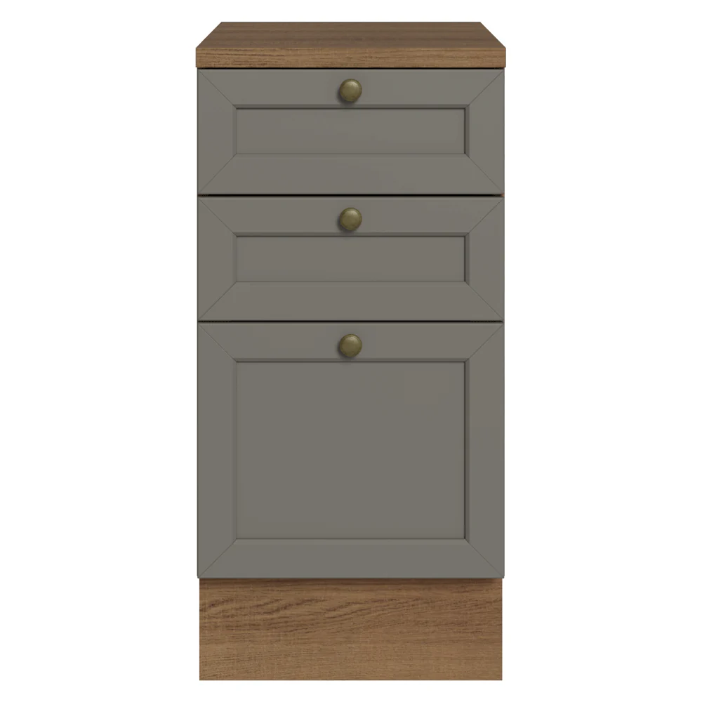 Balcão de Cozinha 40 cm 3 Gavetas Rustic/Cinza Vik Madesa - Image 4