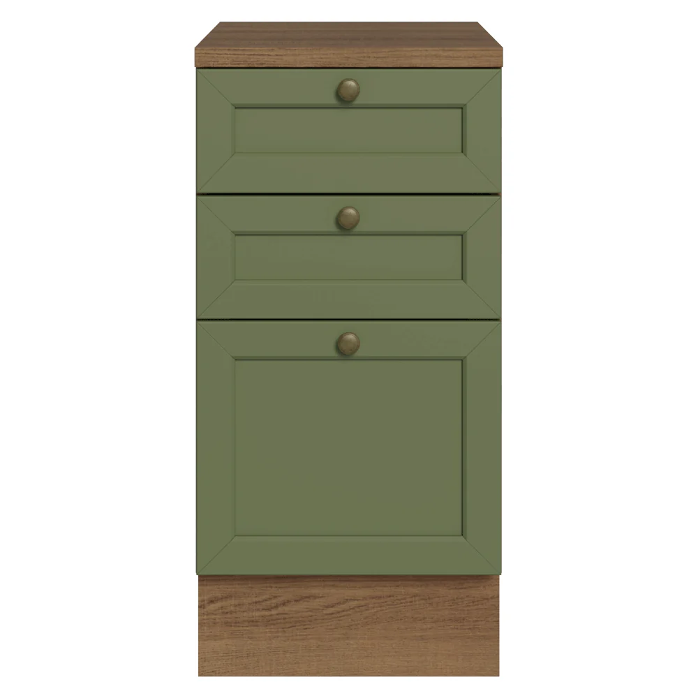Balcão de Cozinha 40 cm 3 Gavetas Rustic/Verde Vik Madesa - Image 4
