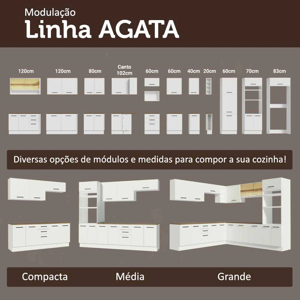 Balcão de Cozinha 50 x 60cm 1 Porta Branco Tampo Rustic Agata Madesa - Image 9