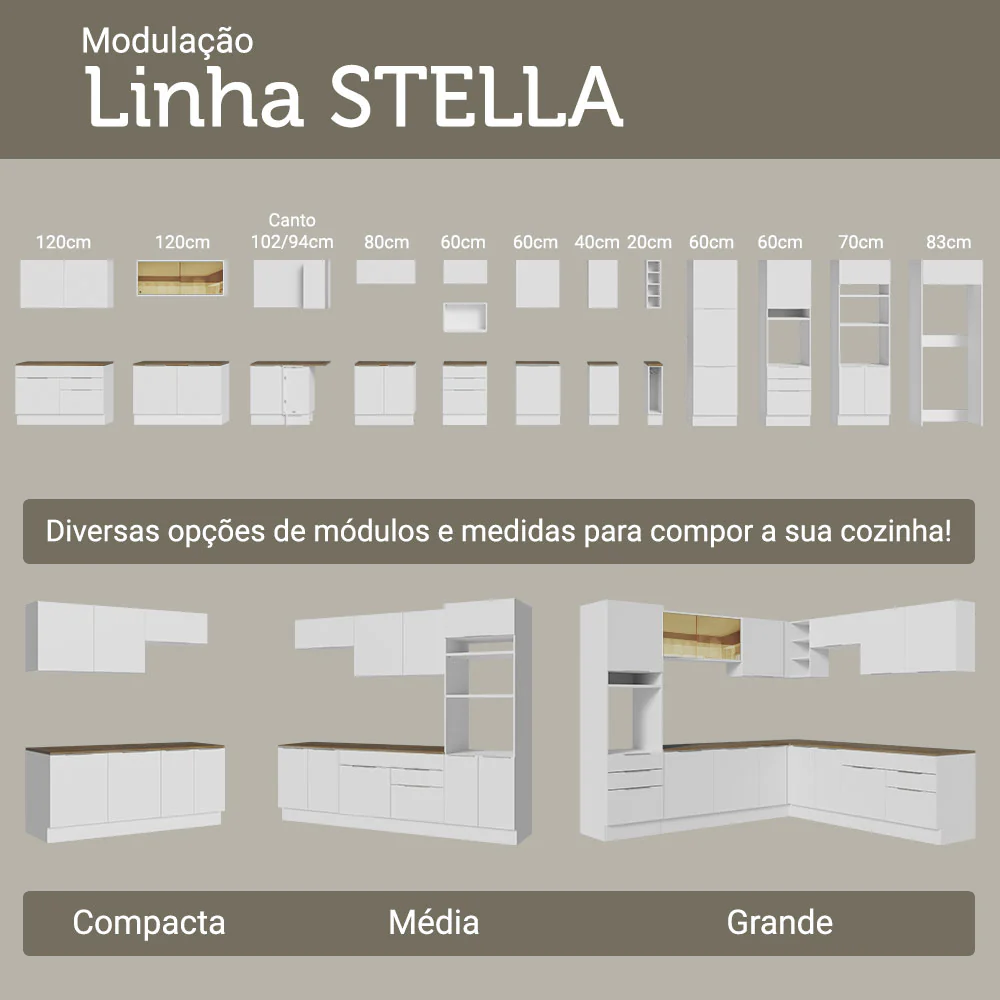 Balcão de Cozinha 50 x 60cm 1 Porta Branco Tampo Rustic Stella Madesa - Image 9
