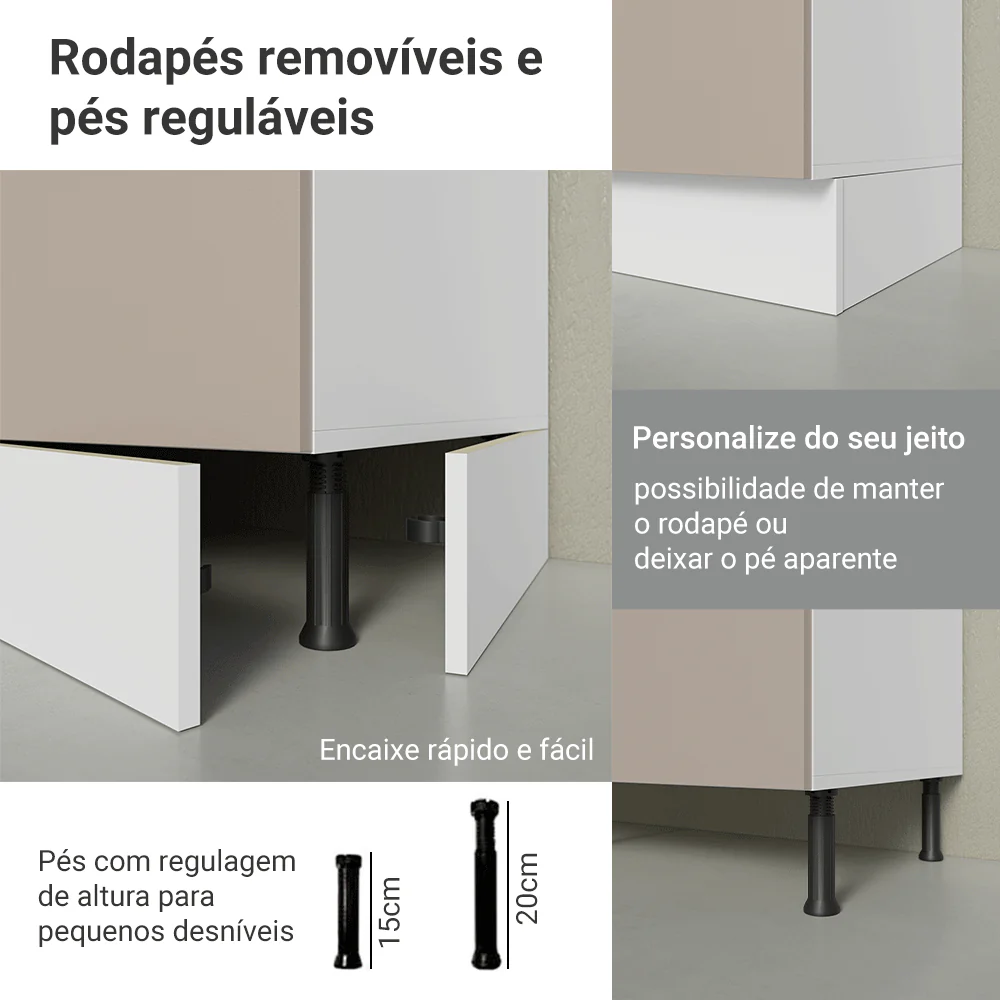 Balcão de Cozinha 50 x 60cm 1 Porta (Com Tampo) Branco/Crema Agata Madesa - Image 8
