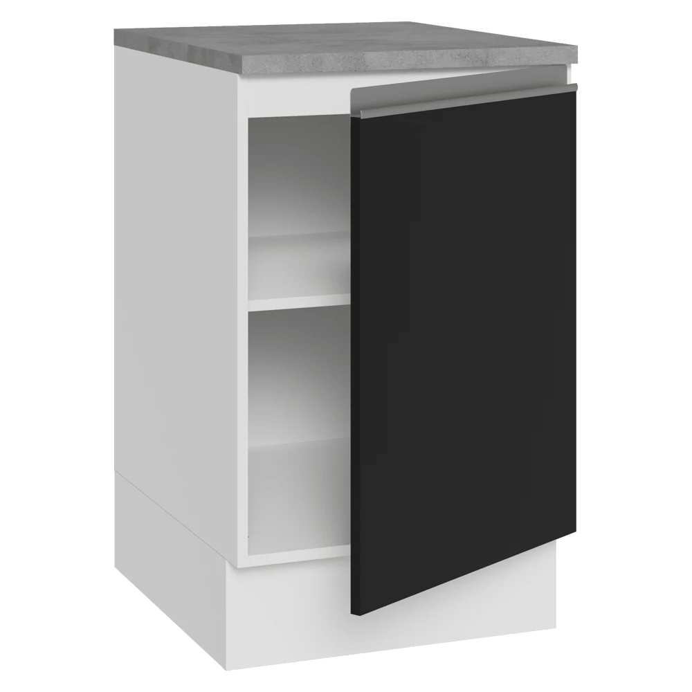 Balcão de Cozinha 50 x 60cm 1 Porta (Com Tampo) Branco/Preto Glamy Madesa - Image 6