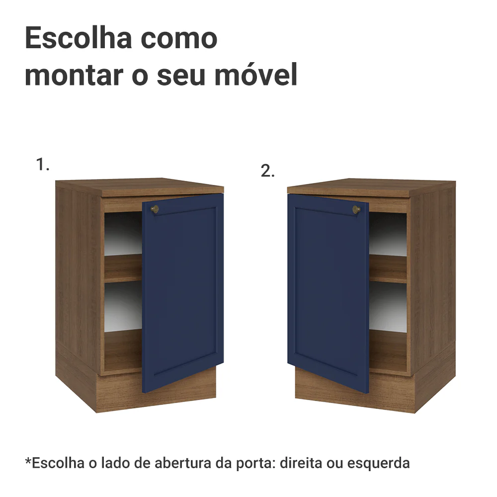 Balcão de Cozinha 50 x 60cm 1 Porta (Com Tampo) Rustic/Azul Vik Madesa - Image 4