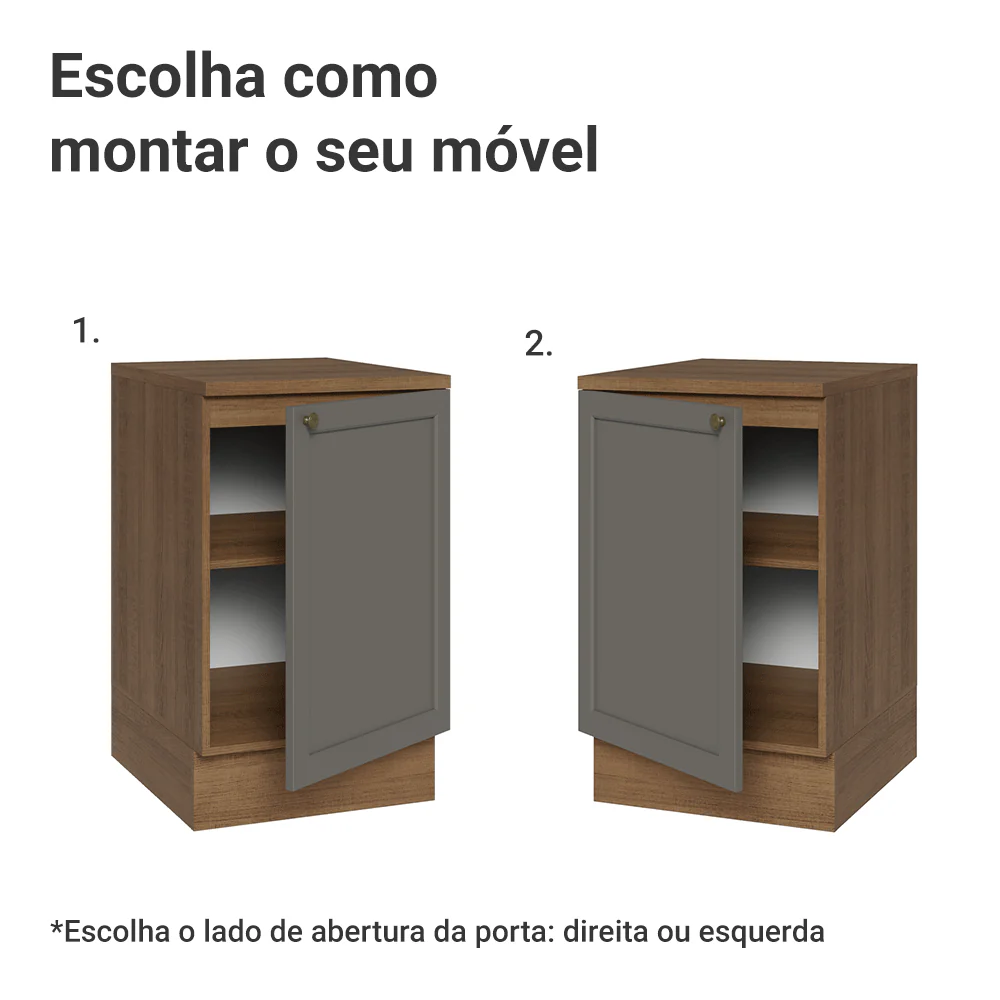 Balcão de Cozinha 50 x 60cm 1 Porta (Com Tampo) Rustic/Cinza Vik Madesa - Image 4
