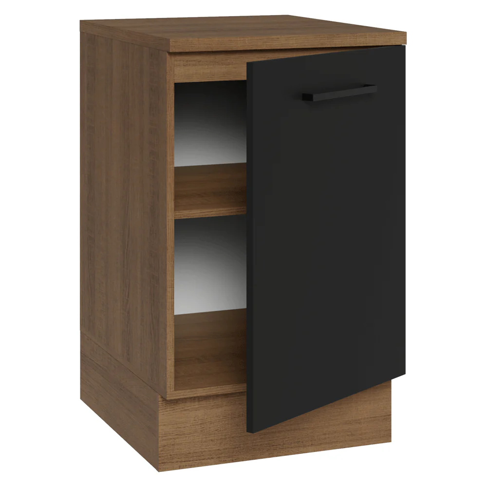 Balcão de Cozinha 50 x 60cm 1 Porta (Com Tampo) Rustic/Preto Agata Madesa - Image 6