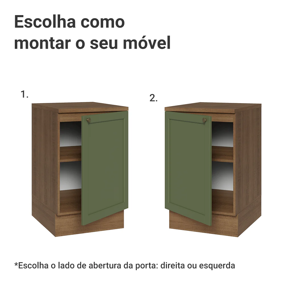 Balcão de Cozinha 50 x 60cm 1 Porta (Com Tampo) Rustic/Verde Vik Madesa - Image 4