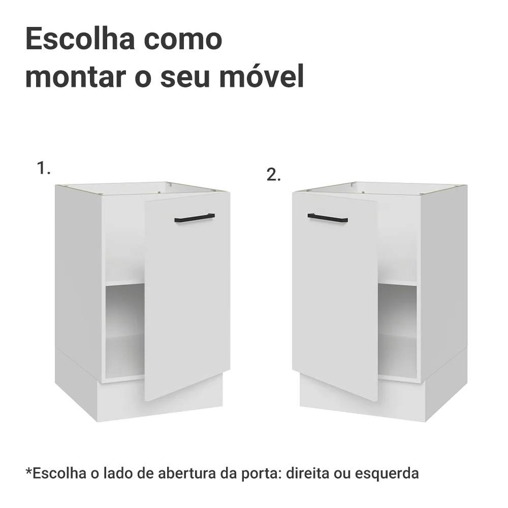 Balcão de Cozinha 50 x 60cm 1 Porta (Sem Tampo) Branco Agata Madesa - Image 4
