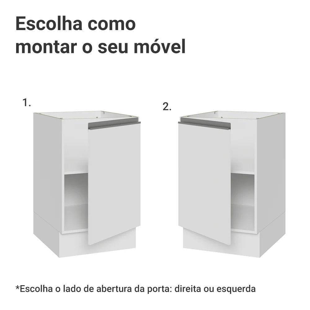 Balcão de Cozinha 50 x 60cm 1 Porta (Sem Tampo) Branco Glamy Madesa - Image 4