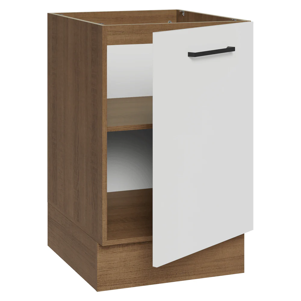 Balcão de Cozinha 50 x 60cm 1 Porta (Sem Tampo) Rustic/Branco Agata Madesa - Image 6