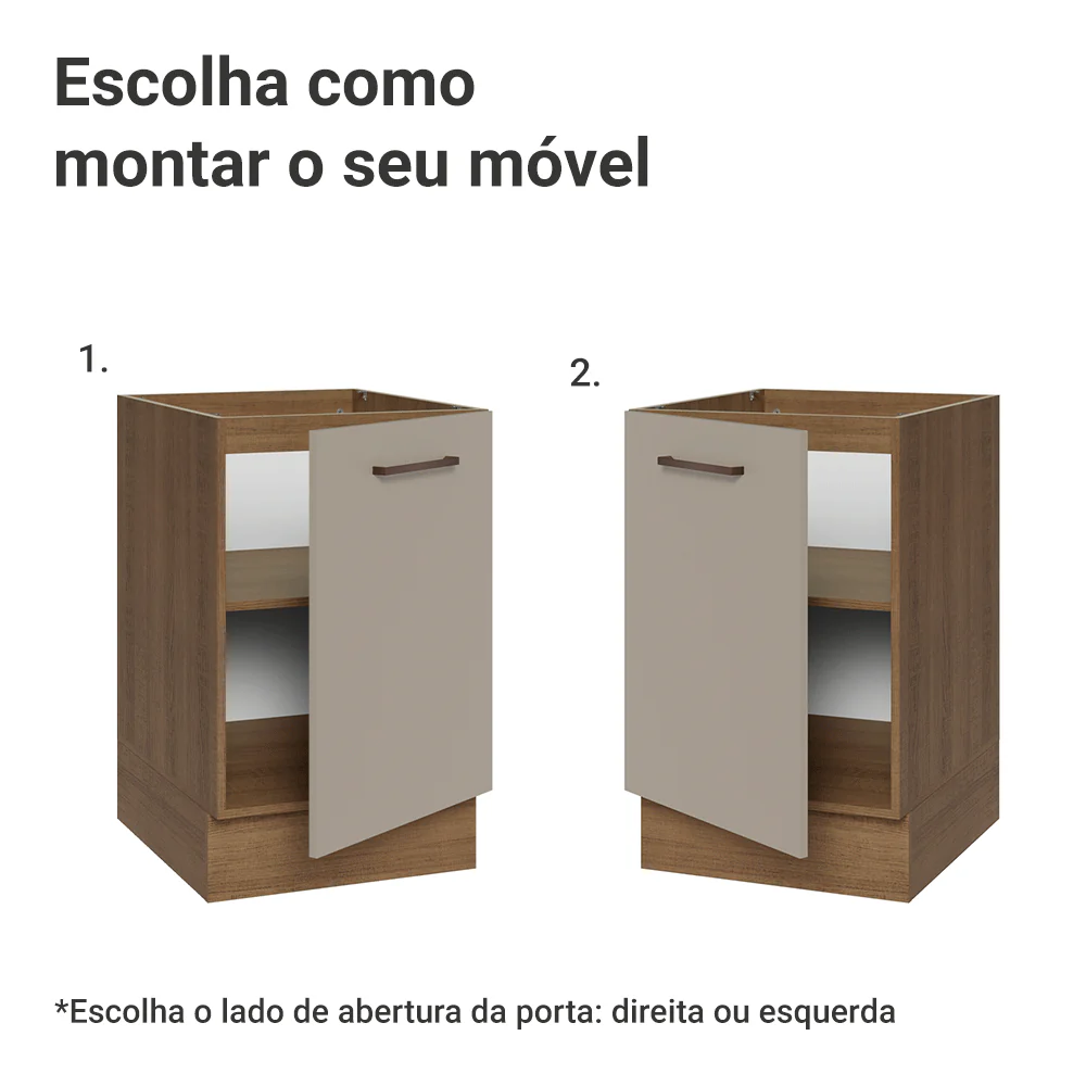 Balcão de Cozinha 50 x 60cm 1 Porta (Sem Tampo) Rustic/Crema Agata Madesa - Image 4