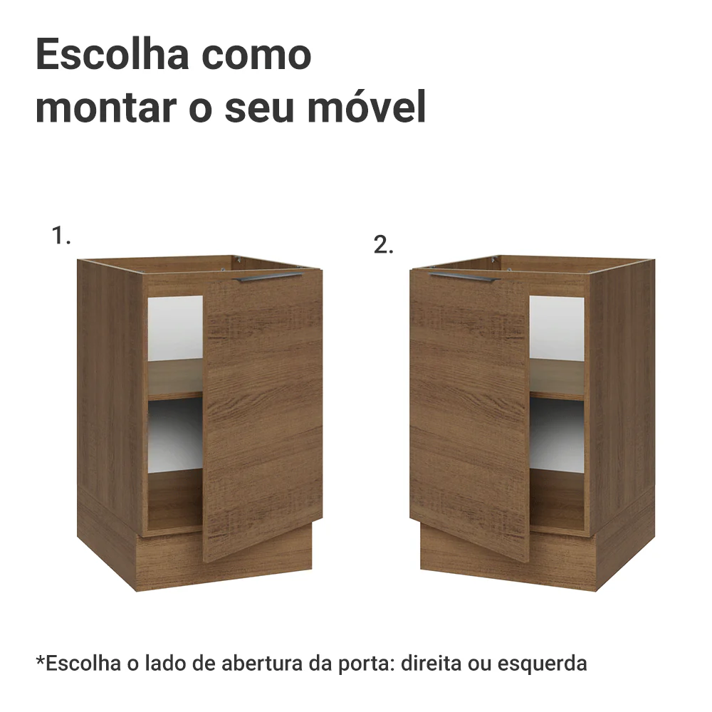 Balcão de Cozinha 50 x 60cm 1 Porta (Sem Tampo) Rustic Stella Madesa - Image 4