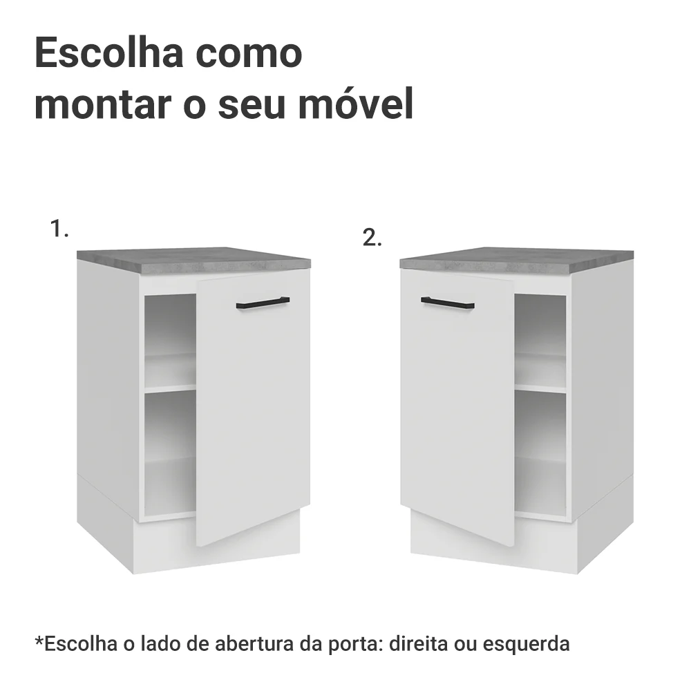 Balcão de Cozinha 50cm 1 Porta Branco Agata Madesa - Image 4