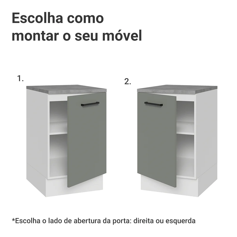 Balcão de Cozinha 50cm 1 Porta Branco/Cinza Agata Madesa - Image 4