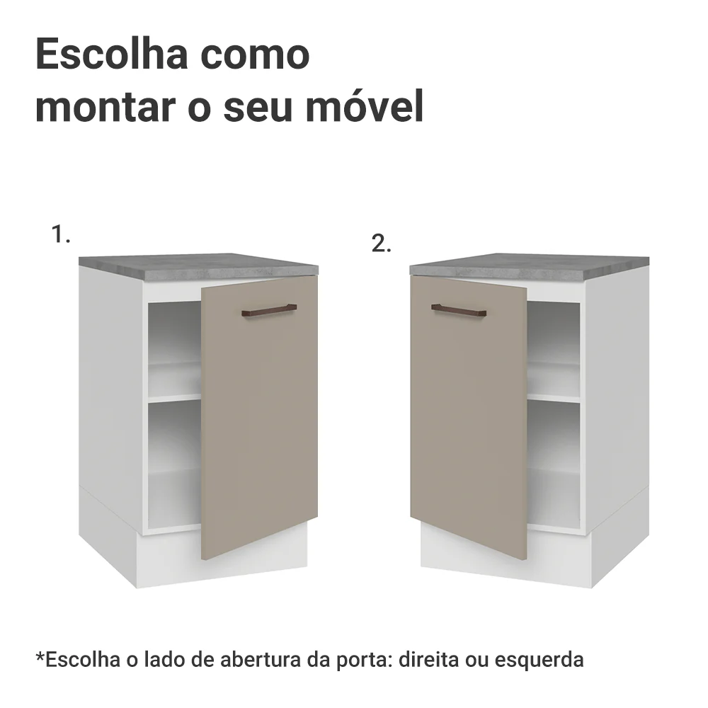 Balcão de Cozinha 50cm 1 Porta Branco/Crema Agata Madesa - Image 4