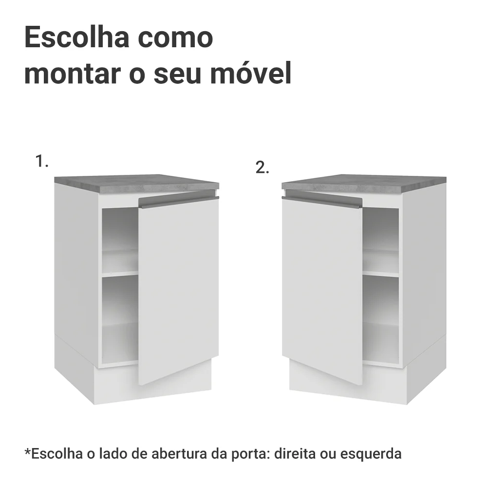 Balcão de Cozinha 50cm 1 Porta Branco Glamy Madesa - Image 4