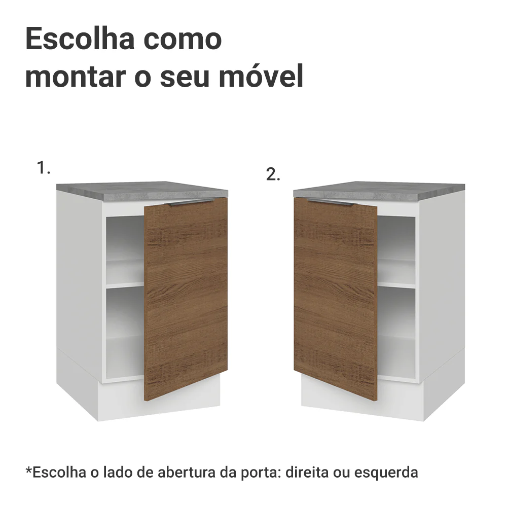 Balcão de Cozinha 50cm 1 Porta Branco/Rustic Stella Madesa - Image 4