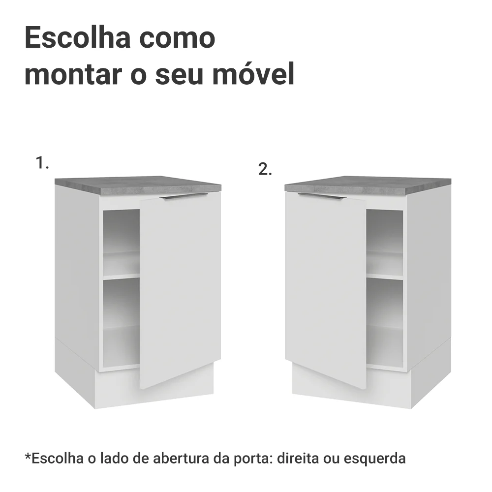 Balcão de Cozinha 50cm 1 Porta Branco Stella Madesa - Image 4
