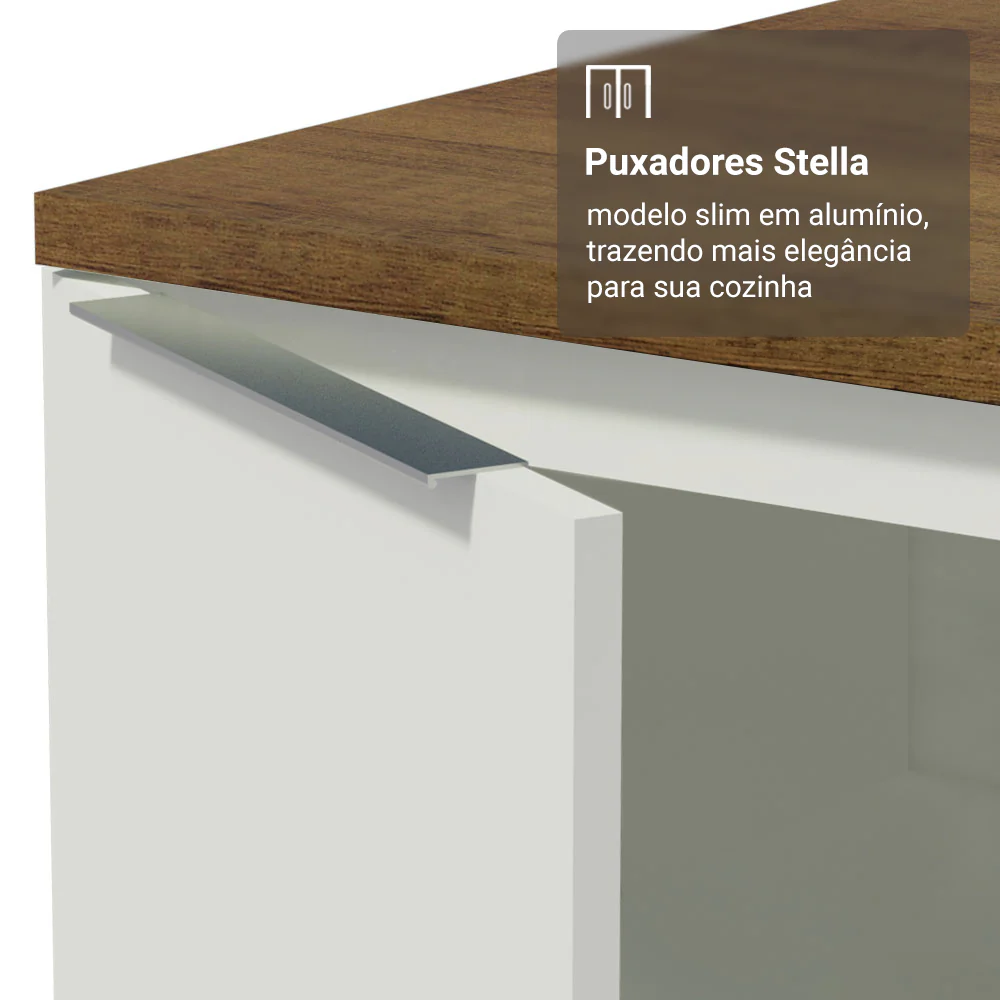 Balcão de Cozinha 50cm 1 Porta Branco Tampo Rustic Stella Madesa - Image 7