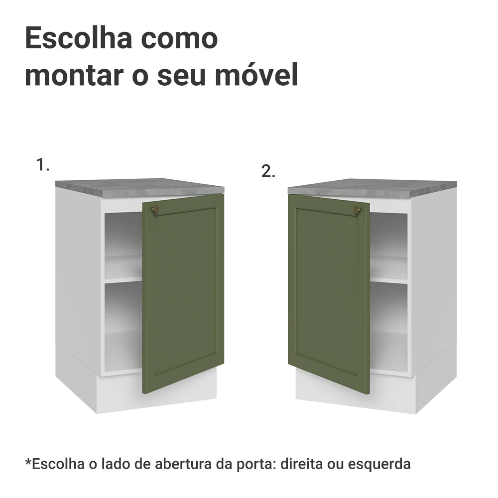 Balcão de Cozinha 50cm 1 Porta Branco/Verde Vik Madesa - Image 4