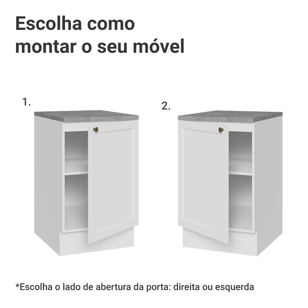 Balcão de Cozinha 50cm 1 Porta Branco Vik Madesa - Image 4
